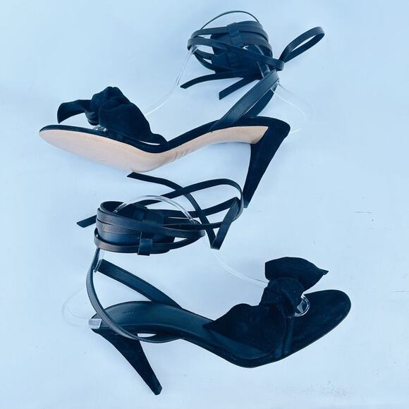 New Isabel Marant Akynn Suede Black Velvet Bow Heels Pumps 41 Leather Box 11 - Picture 9 of 16